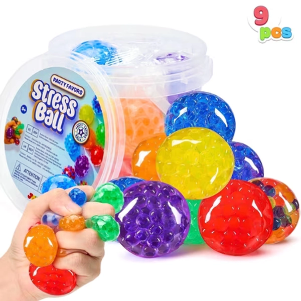 Joyfy 9 Pack Mini Stress Balls Fidget Toys for Adults Stress Relief Squishies for Kids, Orbeez Anxiety Calming Squeeze Balls, Party Favors, Prize (1.57")