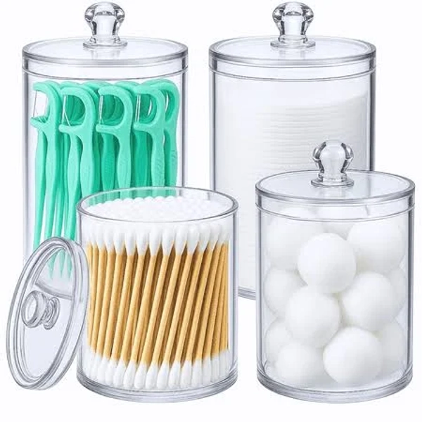 havenity Acrylic Qtip Holder,4 Pack Bathroom Organizers and Storage