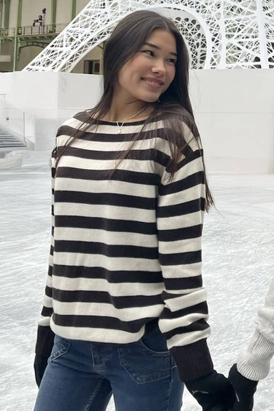 Striped boat neck sweater