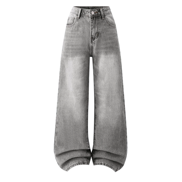 Fgnfyis Girls Pants Girls Loose Fit Denim Wide Leg Pants Comfortable Casual Trousers with Stretch Soft Everyday Baggy Jeans for Girls Light Gray 13-14 Years