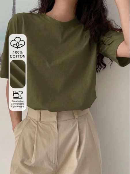Camiseta verde algodão Dazy Shein - ID 66762045