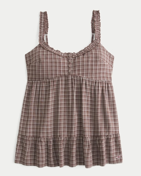 Ruffle Trim Tunic Babydoll Top