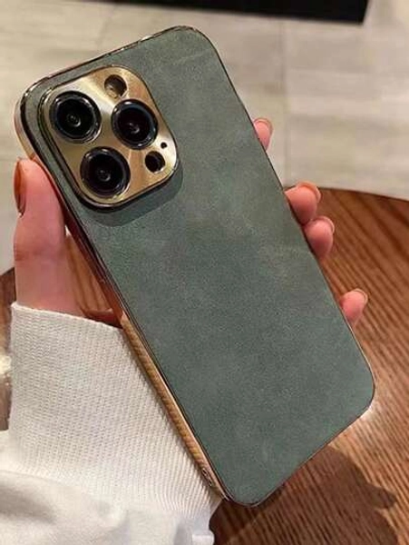 New Business Vintage Stick PU Leather Case For Samsung S22/23/24/25, 11/12/13/14/15/16/17 Pro/Pro Max, High-End Metallic Lens Full Coverage Electroplated Phone Protective Cover