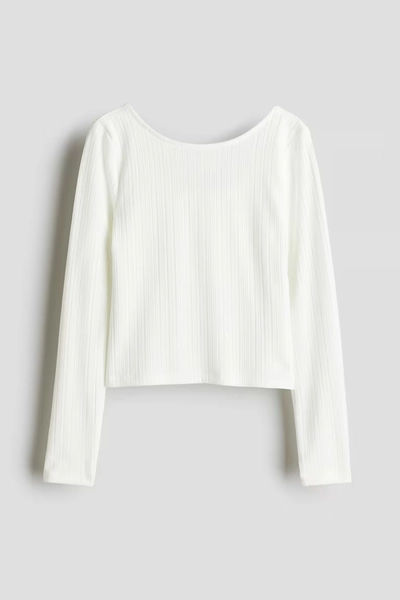 Ribbed Jersey Top - White