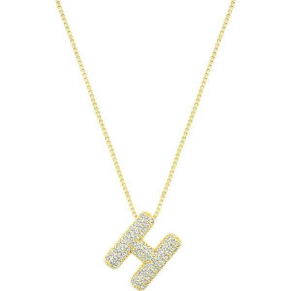 Adornia 14k Gold Plated Pave Bubble Letter Necklace