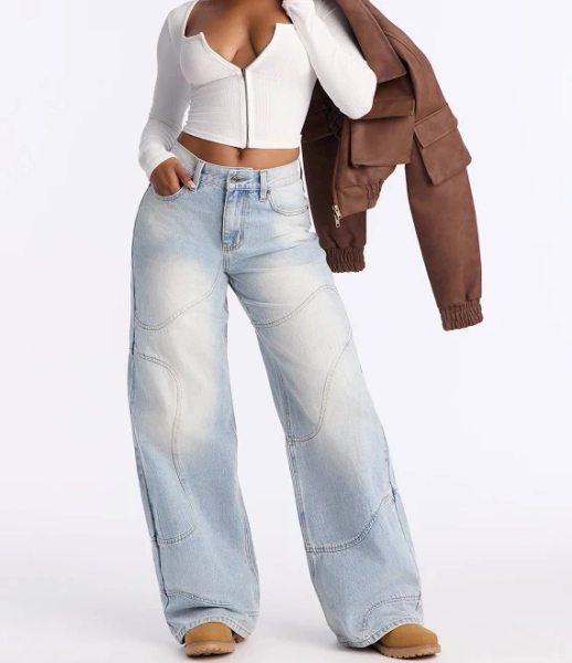 Fashion Nova Women's Sierra Seaming Wide Leg Jeans