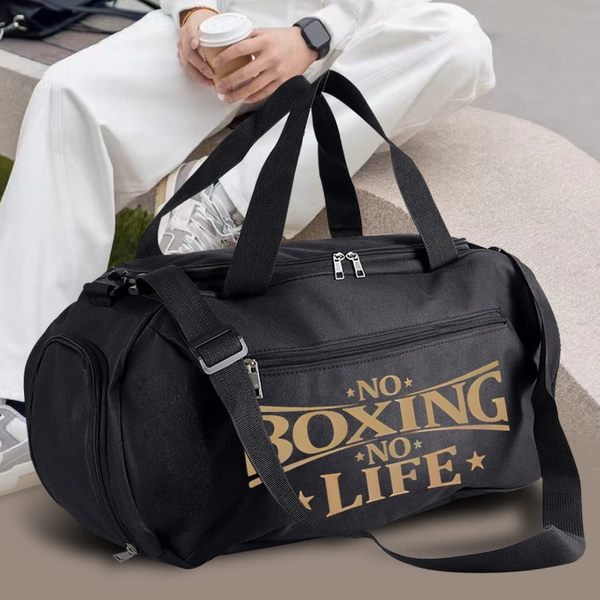1pc Large Capacity Gym, Travel, Yoga Bag - Heavy-Duty Sports Duffel with Golden Accent - Heavy-Duty Fitness Bag, Spacious Multi-Purpose Luggage for Men & Women - Ideal for Boxing, Gym, Weekend Trips, Beach - Machine Washable & Dry Cleanable - Black with Golden Lettering - Gym, Travel, Yoga, Training Bag - Durable & Stylish Design for Everyday Use