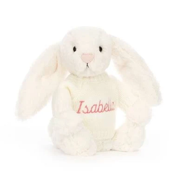 Official Jellycat Bashful Bunny with Personalized Jumper Cute Gift For All Ages