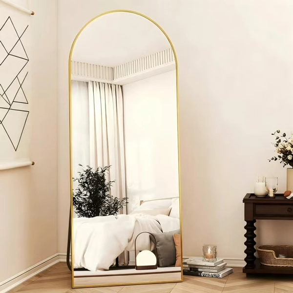 Easy4Home 56"x21" Arched Full Length Mirror Freestading Full Body Floor Mirror, Gold