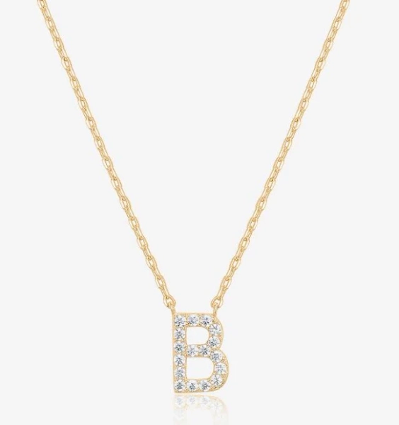 Women Pavoi 14K Yellow Gold Plated Cubic Zirconia Initial Necklace