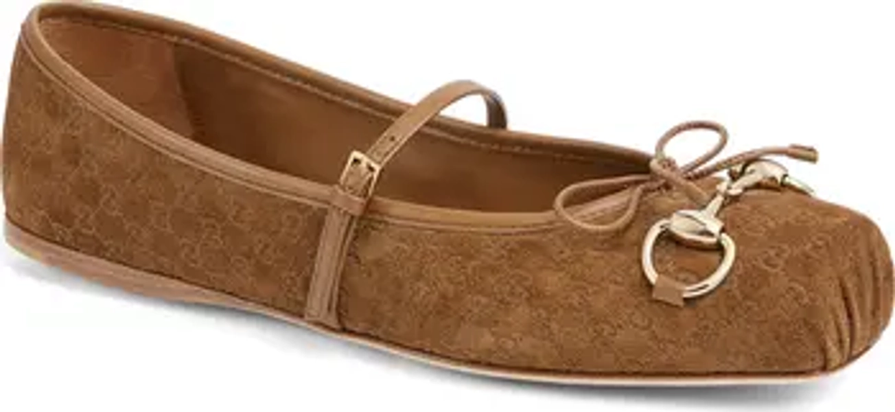 Horsebit Suede Ballet Flat