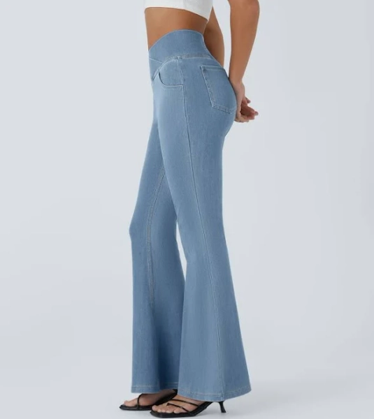 Halara Halara Flex High Waisted Crossover Pocket Washed Casual Jeans