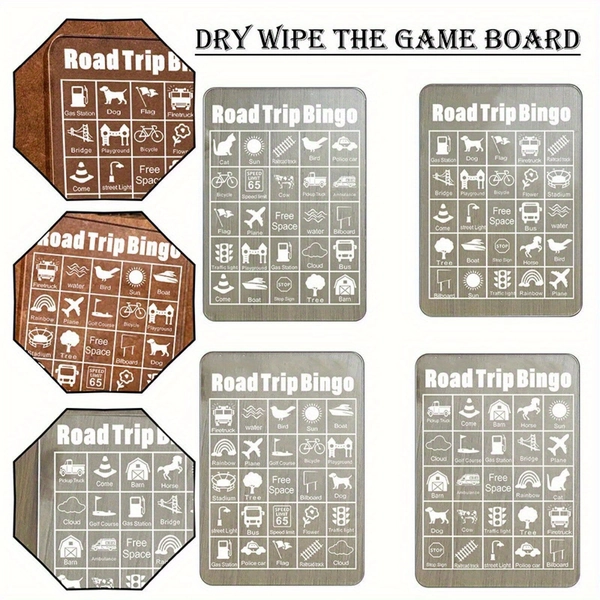 [1pc Acrylic Bingo] 1pc 2D Flat Durable Acrylic Road Trip Bingo Game Board | Dry Erase Backboard for Car, Van, or RV, Ideal for Family Travel Entertainment, Travel Entertainment | Road Trip Theme