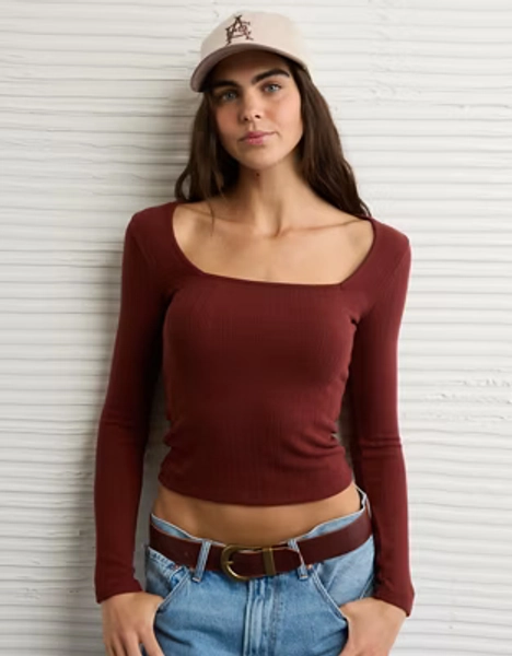 AE Long Sleeve Square Neck T-Shirt