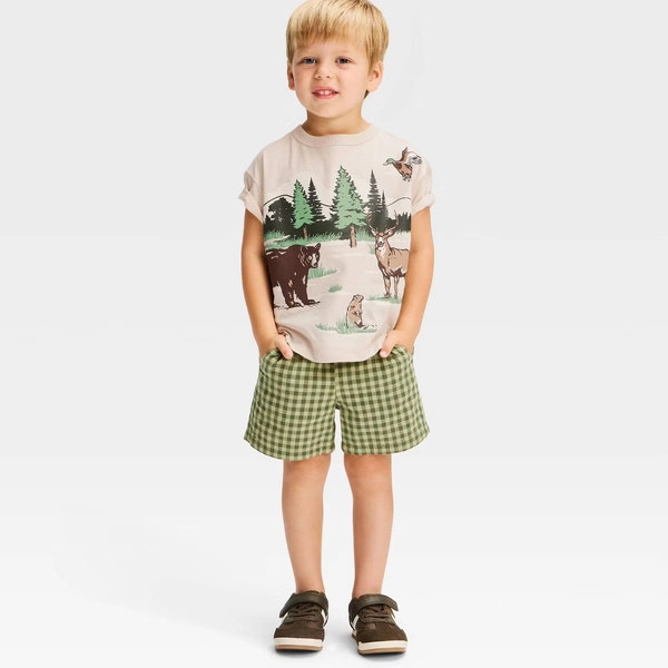 Toddler Boys' Short Sleeve Oversized Graphic T-Shirt - Cat & Jack™ Cream 12M