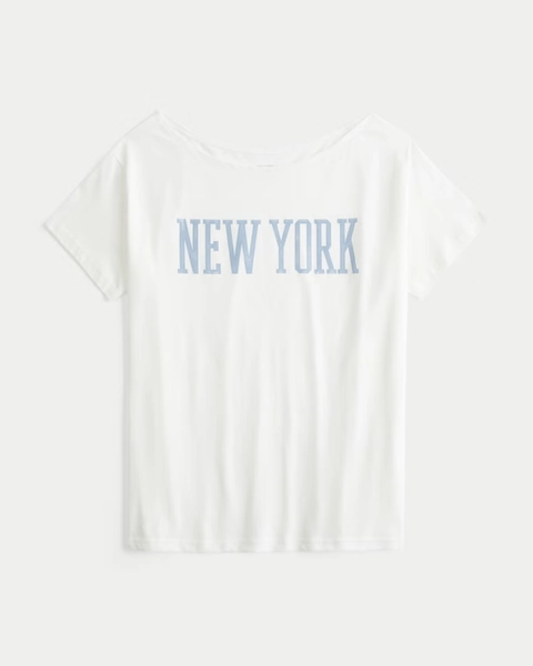 Easy Off-the-Shoulder New York Graphic Tee