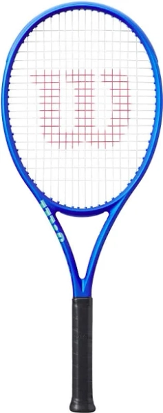 Wilson Ultra 100 V5 Tennis Racquet with hot pink strings and a hot pink grip