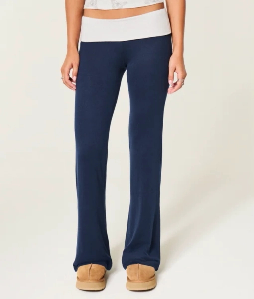 Always Cozy Knit Foldover Waist Flare Pants