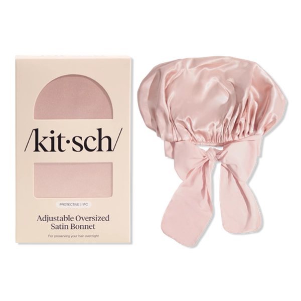 Adjustable Oversized Satin Bonnet - Blush