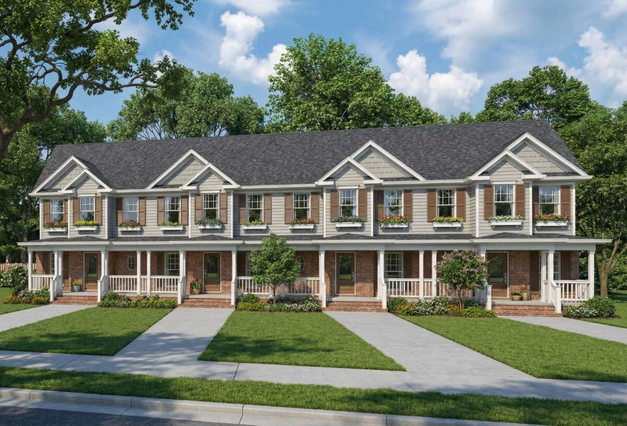 Craftsman Fourplex Plan - 980 Square Feet, 2 Bedrooms, 2.5 Bathrooms | Floor Plan #110-01156 | America's Best House Plans