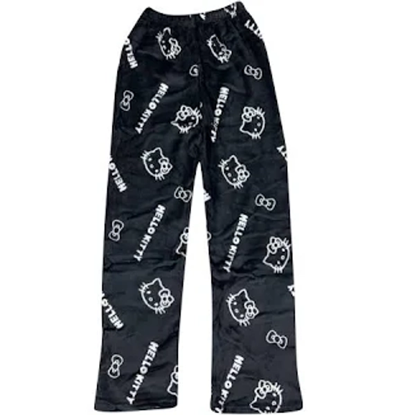 Hello Kitty Pyjamas Bottoms Womens Pajamas Pants Flannel Pj Cute Cat Cartoon Anime Print Pyjama Fluffy Soft Comfort Warm Winter Pjs Casual