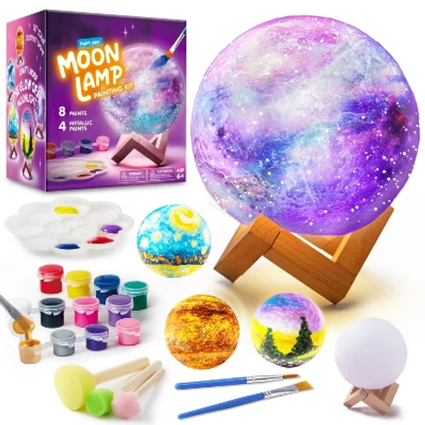 Joyfy 3D Moon Lamp Painting Kit, DIY Your Own Moon Light, Arts & Crafts, Kids Activities, School Supplies, Birthday Christmas Gifts for Boys Girls 6+