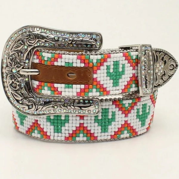 Girl's Angel Ranch Beaded Cactus Western Belt