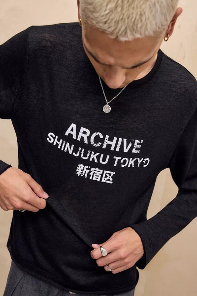UO Black Archive Tokyo Long Sleeve Graphic Tee