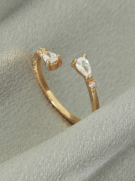 Cubic Zirconia Decor Cuff Ring