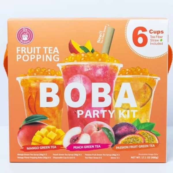 O's Bubble Instant Marbling Popping Boba Party Kit- Peach/Mango/Passion Fruit - 17.1oz