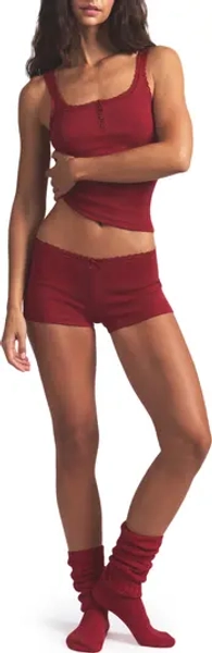 Stretch Cotton Rib & Lace Pajamas