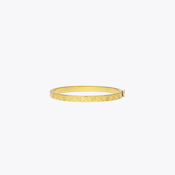Icon T Monogram Thin Hinge Bracelet in yellow, size M