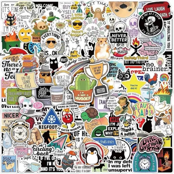 150 PCS Funny Stickers for Adults Hilarious Meme Snarky Weird Inappropriate Cool Dark Humor Sarcastic Antisocial Sticker Pack for Hard Hats Laptops
