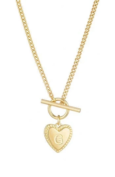 Adornia Women's 14K Gold Plated Heart Initial Toggle Necklace