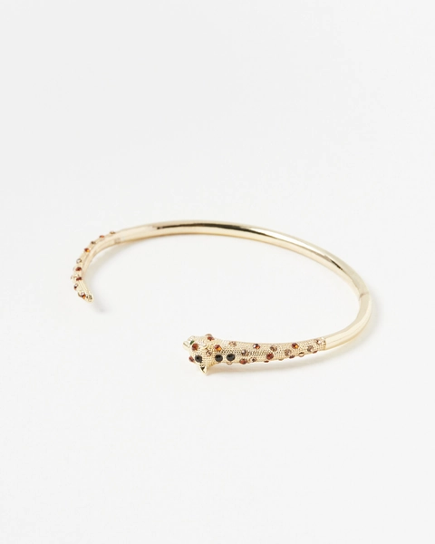 Adrienne Cheetah Glass Stone Gold Tone Bangle