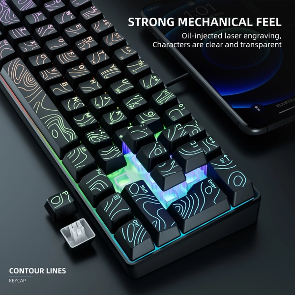 Wired 61 Keys RGB Keyboard - Small Keyboard for Laptop, Portable Keyboard Suitable for Gaming Keyboard & Keyboard Gaming