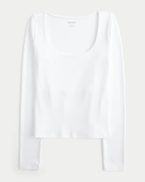 Long-Sleeve Seamless Fabric Scoop Baby Tee