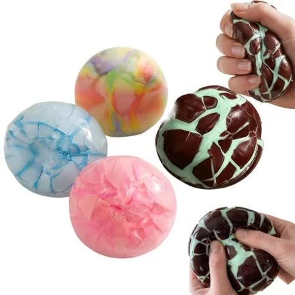 Set of 4 Crispy Stress Balls,Wax Cracking Squishies with Crunchy Crackling Sound,Chocolate Moldable Asmr Sensory Toys for Adults Anxiety Relief and