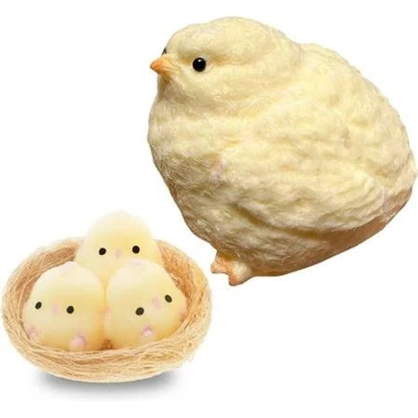 4pcs Taba Squishy Chicken, Handmade Chick Squishy Toys, Super Soft Toys to Ease Stress, Yellow