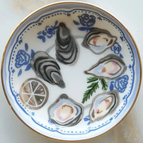 Idlewild Oysters Porcelain Trinket Dish