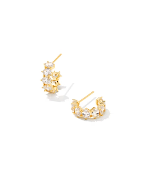 Cailin Gold Crystal April Huggie Earrings