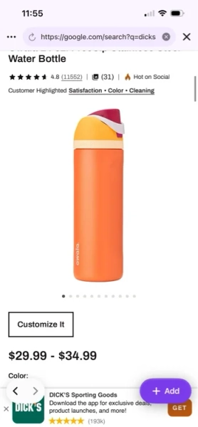 Owala 24 oz. FreeSip Stainless Steel Water Bottle