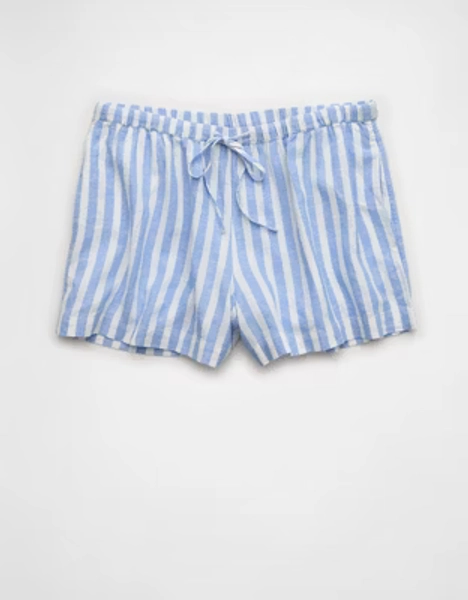 AE High-Waisted Linen-Blend Soft Short - Blue
