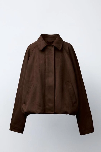 FAUX SUEDE BOMBER JACKET