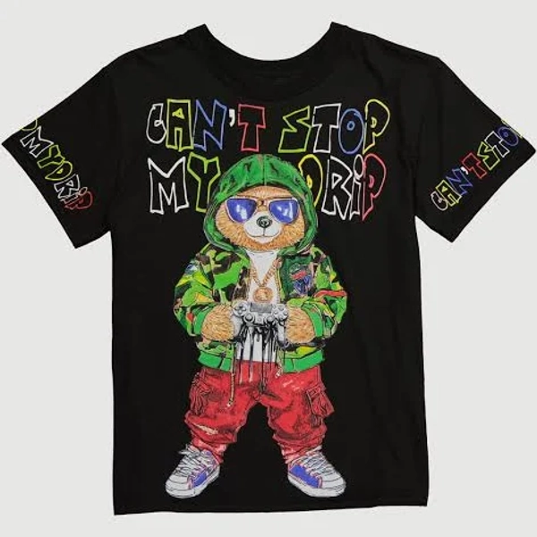 Boys Cant Stop My Drip Graphic Print T-Shirt, Black, Size L - Rainbow Shops