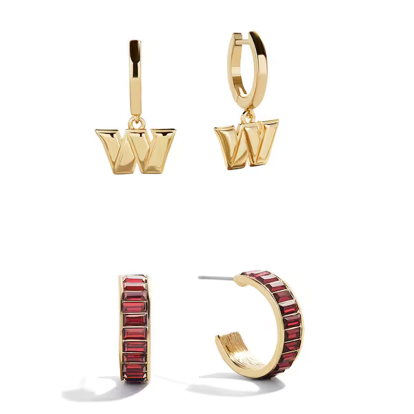 BaubleBar Washington Commanders Baguette Hoop Earring Set of 2