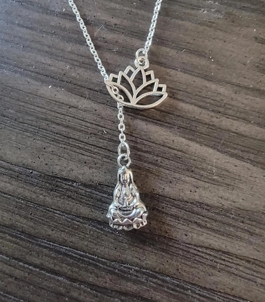 Lotus Kuan-Yin Buddha Necklace - Lariat Style