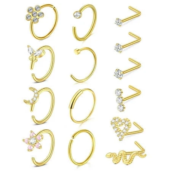Briana Williams 18G Surgical Steel 1.5/2/2.5 Diamond Nose Rings