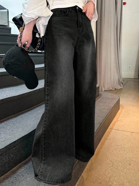 DAZY Loose High Waist Slimming Straight Leg Jeans, Minimalist & Versatile, Comfortable Ankle Length Pants For Women