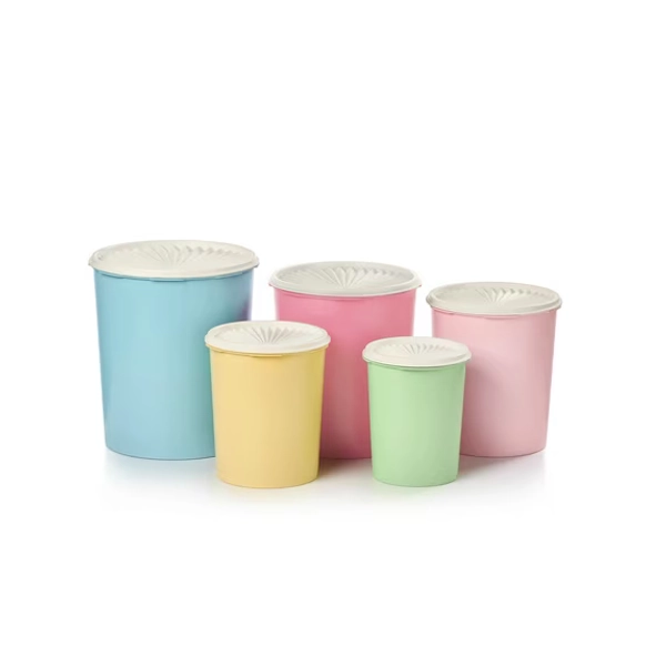 Tupperware Heritage Plastic Large Nesting Food Storage Canister Set with Lids (5 Count)